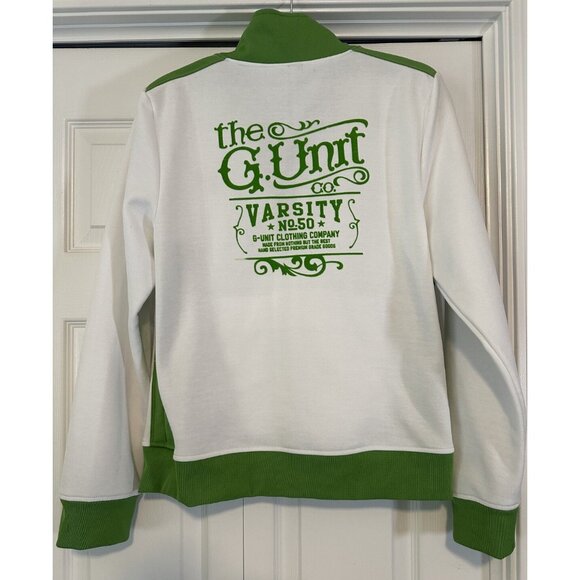 G-Unit G.Unit Varsity No 50 Cent zip track jacket white green athletic L Large - Picture 10 of 16